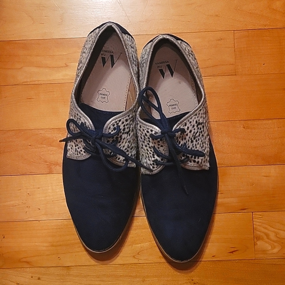 Anthropologie Vanessa Wu Calfhair Leather Oxfords